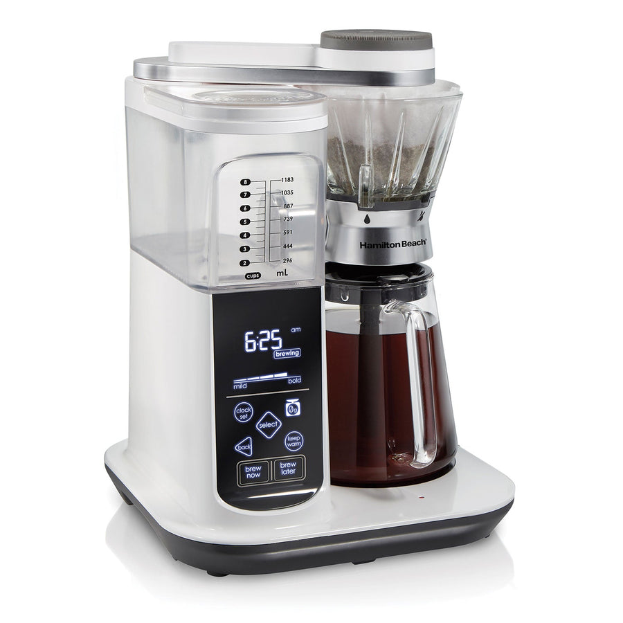 8 Cup Convenient Craft™ Automatic or Manual Pour-Over Coffee Brewer, White N2